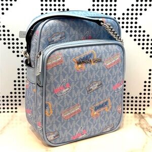 Michael Kors Medium Jet Set Travel NS Chain Xbody Bag Light Sky Multi